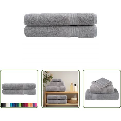 Baumwolle - Premium Handtücher SOLUND 2 Stk. Grau 100x200 cm 600 g/m² (1/5)