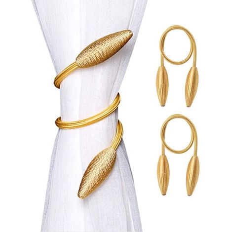 Set mit 2 dekorativen Gardinenhaltern für Zuhause, zufälliges Muster (Gold) (1/4)