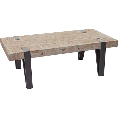 Table Basse de Salon HWC-A15b, Sapin Bois Massif Rustique 40x120x60cm (1/5)