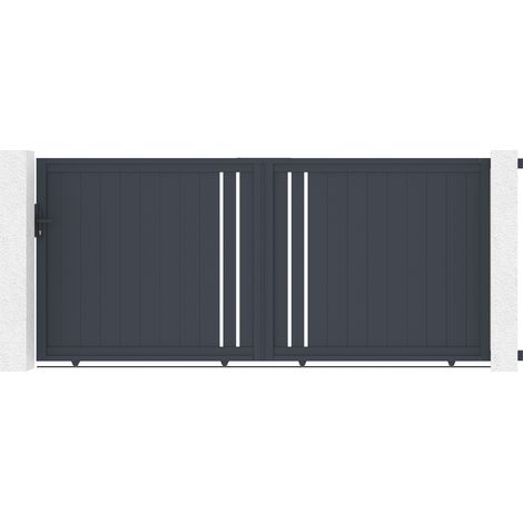 Casanoov – Portail aluminium coulissant 3,5m – Dimensions 350x160cm – Gris anthracite RAL 7016 – Installation simple et rapide (1/5)