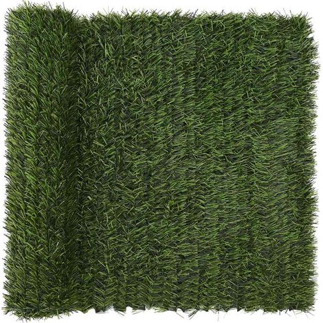 Clôture artificielle vert clair, 1 x 3 mètres, PVC et acier. (1/5)