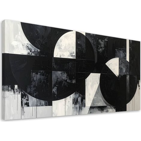 Wandbild Geometrische Abstraktion schwarz weiß 80x40 cm