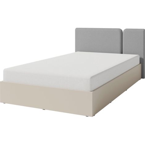 Cama Fiosono 112, Beige + Roble claro, Individuales, 120x200, Tapiz, Somieres, 137x212x88cm
