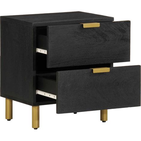 Table de chevet Cabinet de chevet Table de nuit noir 40x33x46 cm bois de manguier solide (1/5)