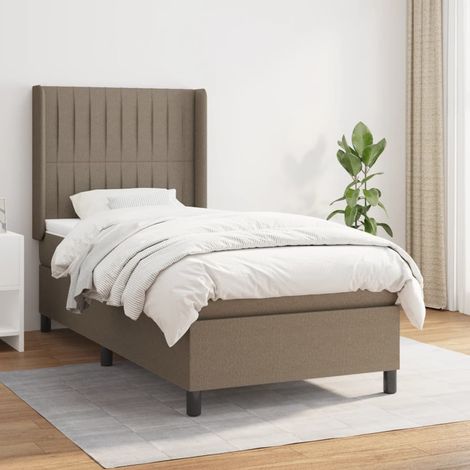 Lit à sommier tapissier avec matelas - Lit Adulte - Meuble de Chambre à Coucher - Taupe 90x190 cm Tissu VSGS486135 (1/5)