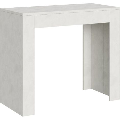 Console extensible contreplaqué spatulé Plako Sur roulettes 3 rallonges-Blanc-Sur roulettes-3 rallonges (1/5)