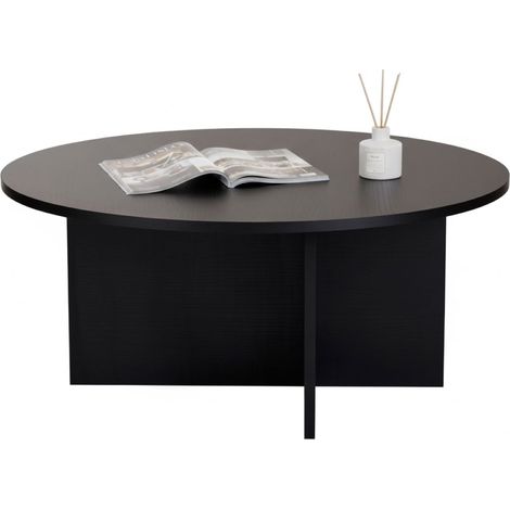 Couchtisch Simbario, rund, Tischplatte aus Schichtholz, schwarz, 90x90x40h cm