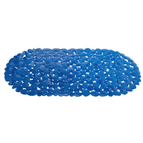 Tapis Fond de Baignoire PVC Galets - 100% PVC sans Phtalates - 68 x 35 cm - Bleu Foncé - Surface Antidérapante pour Sécurité et Confort - Facile d'entretien (1/5)