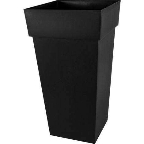 EDA – Pot de fleurs carré XXL 43,3 x 43,3 x H. 80 cm – 98 L – Résistant aux intempéries – Design contemporain pour intérieur/extérieur – Gris anthracite (1/5)