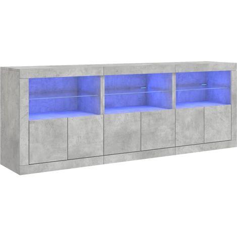 Credenza buffet cassettiera mobile contenitore organizer cucina soggiorno soggiorno con luci a LED 181,5 x 37 x 67 cm grigio 020029988