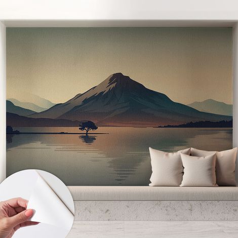 Papier peint autocollant avec imprimé décoratif pour salon et chambre à coucher Installation facile Paysage de montagne 208x146 cm (1/5)
