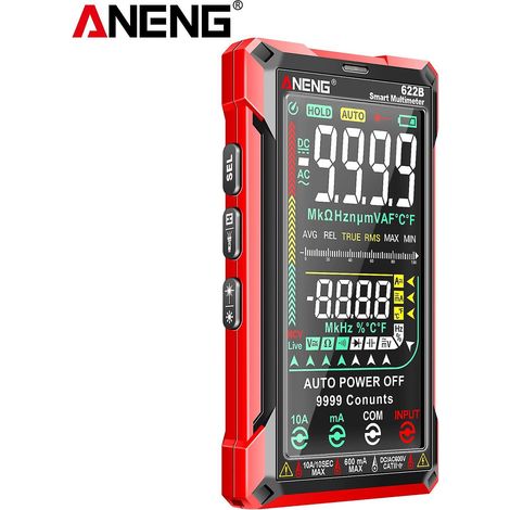 ANENG Digitalmultimeter-Tester mit Smart-Touch-Funktion, automatischer Bereichswahl, 9999 Messpunkten, wiederaufladbar, Schutz vor Überhitzung, Ohm-Messung, Typ A