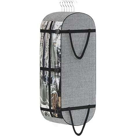 Sac de rangement pour vêtements, housse de vêtements Oxford 300D à suspendre avec fenêtre, peut contenir 6 personnes, anti-poussière pour voyage et organisation de garde-robe, noir (gris lin) (1/5)