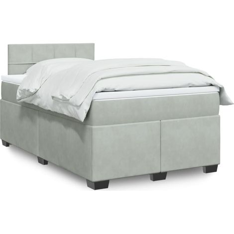 Boxspringbett mit Matratze Hellgrau 120x200 cm Samt