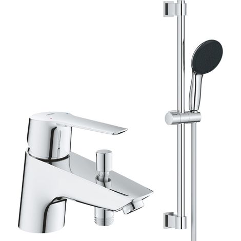 Pack mitigeur bain douche monotrou GROHE Start 2021 Quickfix + Ensemble de douche 2 jets GROHE Vitalio Start 110 chromé