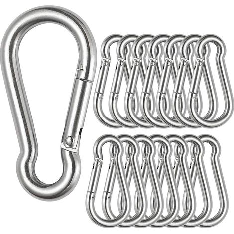 12PCS - M4 Mousqueton en Acier Inoxydable 304 - Petit Mousqueton INOX 40mm de Fixation Capacité de Charge de 100 kg, Crochet Mousquetons Hamc Balancoire - 40mm x φ 4mm (1/5)