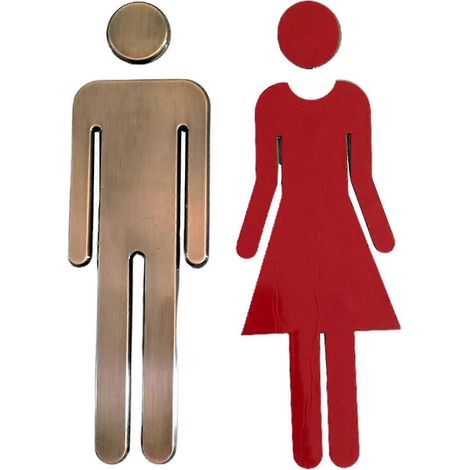 2 symboles autocollants pour toilettes, panneaux de porte de toilettes pour hôtels, bureaux, plaques WC pour maisons (argent) (1/5)