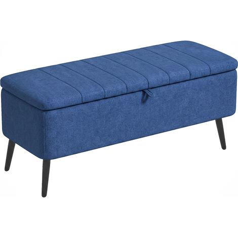 Banc coffre pouf repose-pieds rembourre 102x40x44 cm bleu fonce (1/5)