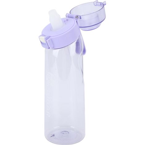 Gourde parfumée 650 ml avec couvercle à clapet, transparente et portable, idéale pour les activités de plein air et le sport, avec paille, couleur violette. (1/5)