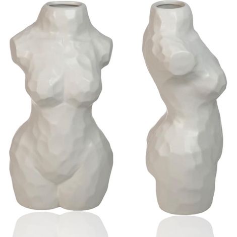 Jarrón decorativo blanco con forma de cuerpo femenino - 30 cm (1/5)