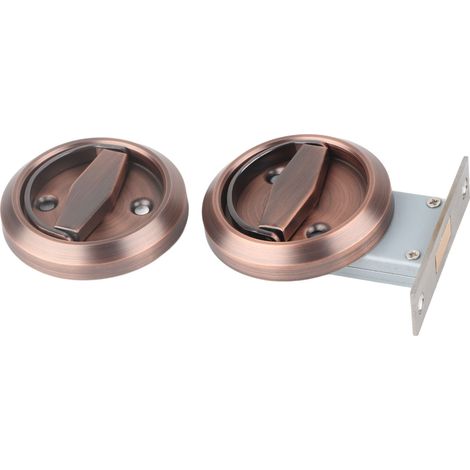 Serrure de Porte Double Face Anneau en Acier Inoxydable 304 pour Salle de Bain - Accessoires de Fermeture (Bronze Rouge avec Serrure) (1/5)