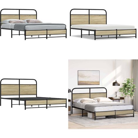 vidaXL Cadre de lit sans matelas 150x200 cm chêne sonoma (1/5)