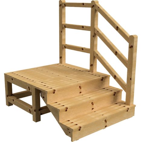 MILANO Außentreppe 3 geschlossene Stufen H54 cm - Podest L116 x B120 cm - Treppengeländer rechts - Podestgeländer rechts