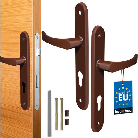 2 Garniture de porte, 72 mm, Aluminium, Montage gauche droite, Marron, Cylindre profilé (1/5)