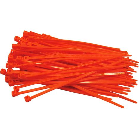 Lot de 100 serre-câbles Orange 200 mm x 2,5 mm Court Force de traction 8,1 kg (1/5)