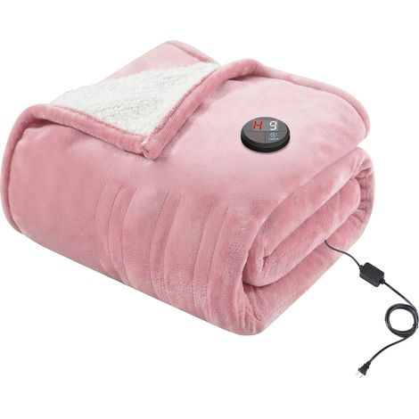 Couverture Chauffante 130x180cm Une Touche Plaid Chauffant Rose (1/5)
