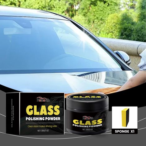 Car glass polishing powder, car windshield oil film polishing and cleaning powder, car glass cleaning powder -- polishing powder 30g1, sponge1 (1/5)