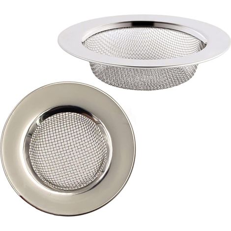 Bouchon anti-cheveux pour douche, crépine pour évier de cuisine ou de salle de bain, 2 filtres à cheveux en maille d'acier inoxydable, diamètre extérieur 7,8 cm