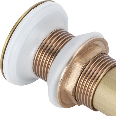 [Waschbeckenablauf ohne Überlauf] [Britisches Modell] [Antik-Finish] [Messing + Edelstahl] [Durchmesser 6 cm / Länge 19 cm] [1x Ablauf + 1x Verschlusskappe] (1/5)