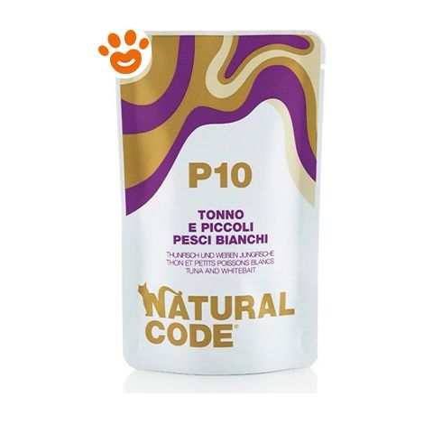 Natural Code P10 Cat Adult con Tonno e Piccoli Pesci Bianchi - Natural Code P10 Cat Adult con Tonno e Piccoli Pesci Bianchi - Bustina Da 70 Gr