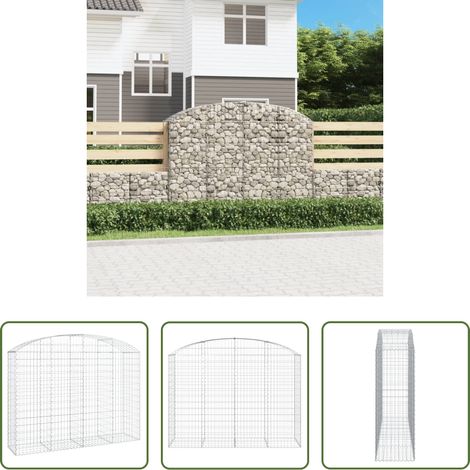 Schalldämmung - Gabione mit Hochbogen 200x50x140/160 cm Verzinktes Eisen (1/5)