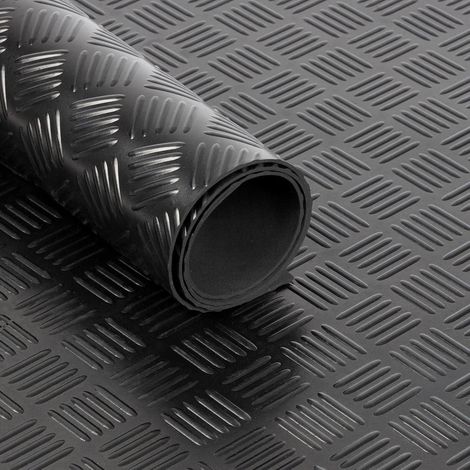 ETM – Revêtement de sol en caoutchouc 150 x 100 cm – Épaisseur 3 mm – Texture carreaux – Adhérence exceptionnelle pour usage intérieur/extérieur