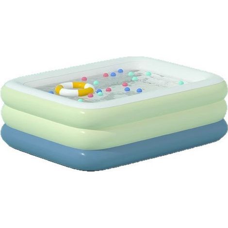 Piscine gonflable pour bébé 130 x 70 x 35 cm – PVC haute densité – Système de drainage portable – Pataugeoire rectangle (1/4)