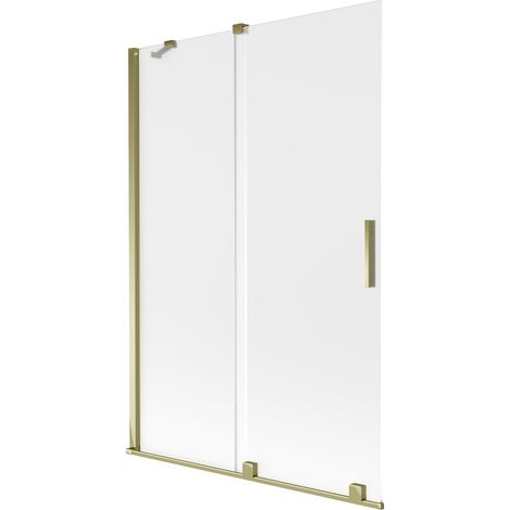 Mexen Velar paratia per vasca da bagno a 2 ante scorrevoli 120 x 150 cm, ghiaccio, dorato - 896-120-000-31-50 (1/2)