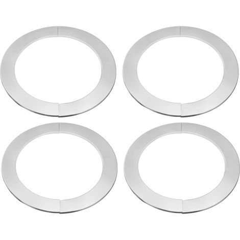 Lot de 4 brides de séparation murales de 7.17" (182mm) en acier inoxydable, rondes, auto-adhésives, avec cache-tuyau et collier de fixation pour sol, plafond, salle de bain, cuisine et toilettes. (1/5)