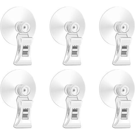 6 Pieces Transparent Suction Cup Clip, Transparent Suction Cup Hook Clip, Suction Cups with Clamp, Suction Cup Hook with Clip, Suction Cup Suction Hook Holder, for Glass, Windows, Aquarium (1/5)