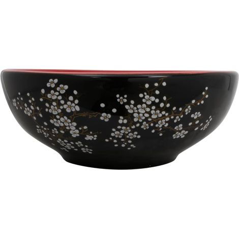 Maison Exclusive - Lavabo da Appoggio Nero e Rosso Rotondo Φ41x14 cm Ceramica