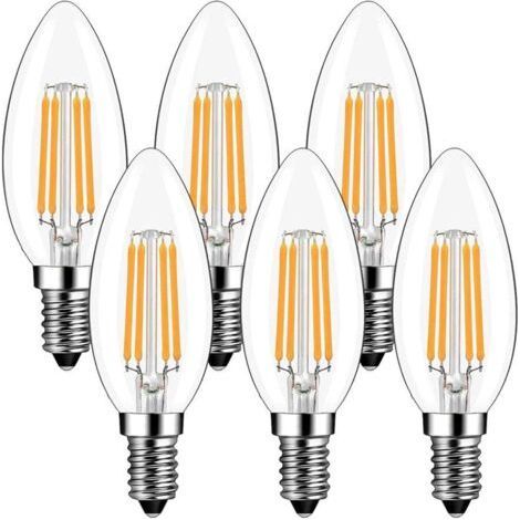 Ampoule bougie LED E14 4W 2700K LED blanc chaud petite douille à vis non dimmable 6 pièces (1/5)