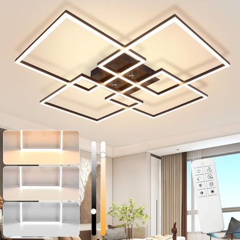 ZMH Plafonnier LED Plafonnier de Salon - Lampe de Chambre Noire 72CM Dimmable avec Télécommande 48W Éclairage de Plafond Moderne Design Rectangulaire Lampe de Salle à Manger pour Chambre Cuisine (1/5)