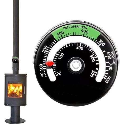 (Vert)Thermometre Poele a Bois,Thermomètre pour Cheminée et Poêle,Jauge deTempérature Magnétique pour Tuyau de Cheminée en Bois Rond Four (1/5)