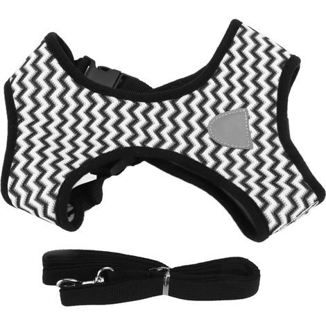 Harnais réfléchissant pour animaux de compagnie avec corde de traction pour chats et chiens de petite et moyenne taille, blanc, taille L (1/5)