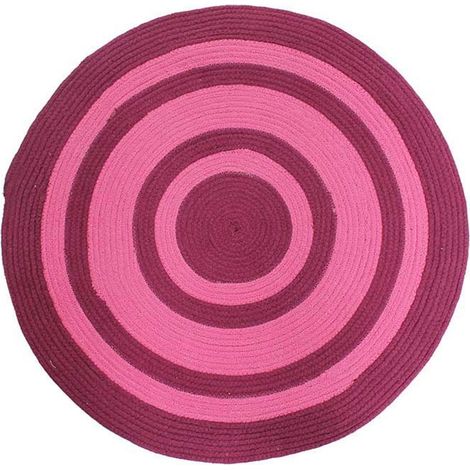 TAMTAM - Tapis en coton effet cordage bi-colore rose diam.70 (1/2)