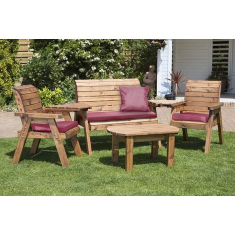 Four Seater Multi Set with Cushions - W310 x D150 x H98 - Fully Assembled - Burgundy