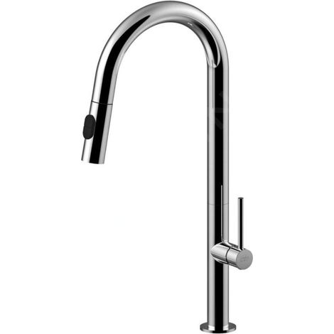 Paffoni Chef series Mitigeur d'évier avec douchette extractible CH185CR Chromé - Laiton (1/2)