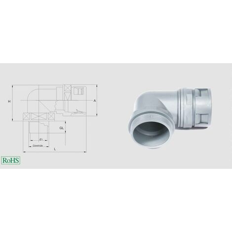 HELU 94204 HSSV 90° M Raccord de tuyau gris M32 90° 1 pc(s) (1/2)