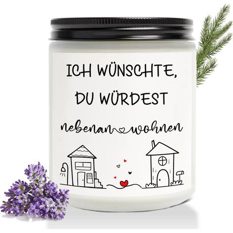 Bougie parfumée Lavande "J'aimerais que tu habites juste à côté" Cadeau petite amie